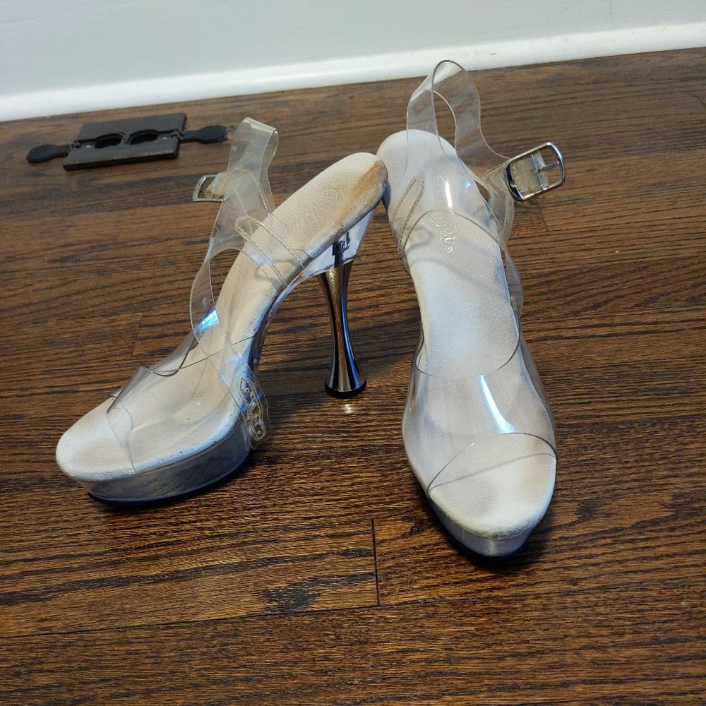 Clear Pleasers heels